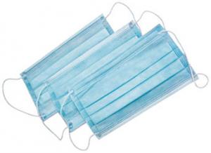 Маска медиц. на резинке, 3-х слойная, нестерильная (голубая), 1*100 в ПЭ упаковке (30 уп/кор) 