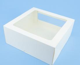 Коробка для торта 22х22 см, h 10 см, картон белый, с окном. 1*15 (90) Арт. Cake W W