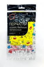 Перчатки хоз. латексные оранжев./желтые, р-р M, 1пара/уп, 1*12 (240 уп/кор.)