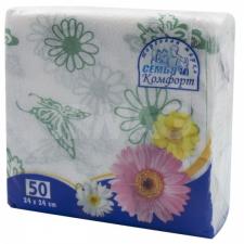 Салфетки РОМАШКА-БАБОЧКИ 100л. 24х24см, 48 уп/кор. СК