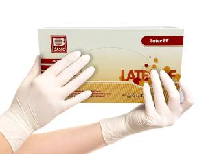 Перчатки латексные бел., р-р XL, 1*100 шт/50пар, BASIC EXAM PF, (10уп/кор), неопудр.