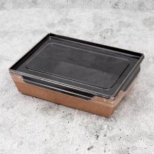 Салатник 500 мл Black ОРИГАМО, с плоской ПЭТ крышкой (внутр. 140x105 h 45 мм) КОМПЛЕКТ 1*100 шт. (300 шт. в кор.) Арт. 19-5733