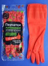 Перчатки хоз. латексные удлиненные 38 см (манжета 25 см),  р-р M 1пара/уп, 1*12 (120 уп/кор.)